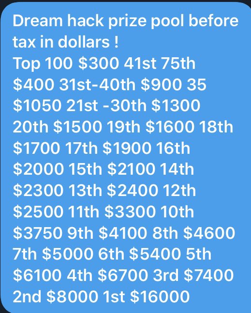 gameeh7's tweet photo. Eu dream hack prize pool before tax and in $ to after tax and in pounds make sure to retweet this ! https://t.co/TE74VBSBQ4