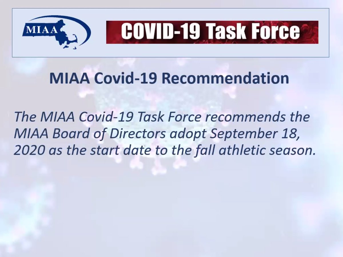 MacCerullo's tweet photo. Recommendation 1: Set fall sports start date for Sept. 18. https://t.co/LQ6UaSOSHI