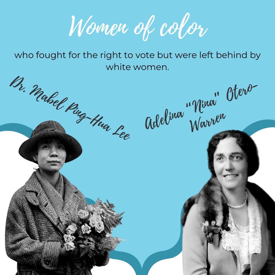 SLU1987's tweet photo. Women of color played critical roles every step of the way during the #suffragemovement but their time at the ballot box wouldn’t come until later. 🗳 2/2
.
Repost from our #RAÍCESWeek2020 Parter @sheshouldrun
.
#WomensSuffrage #WomenVote #Suffrage2020 #250kby2030 #ΣΛΥ https://t.co/Kqu6RRRVtB