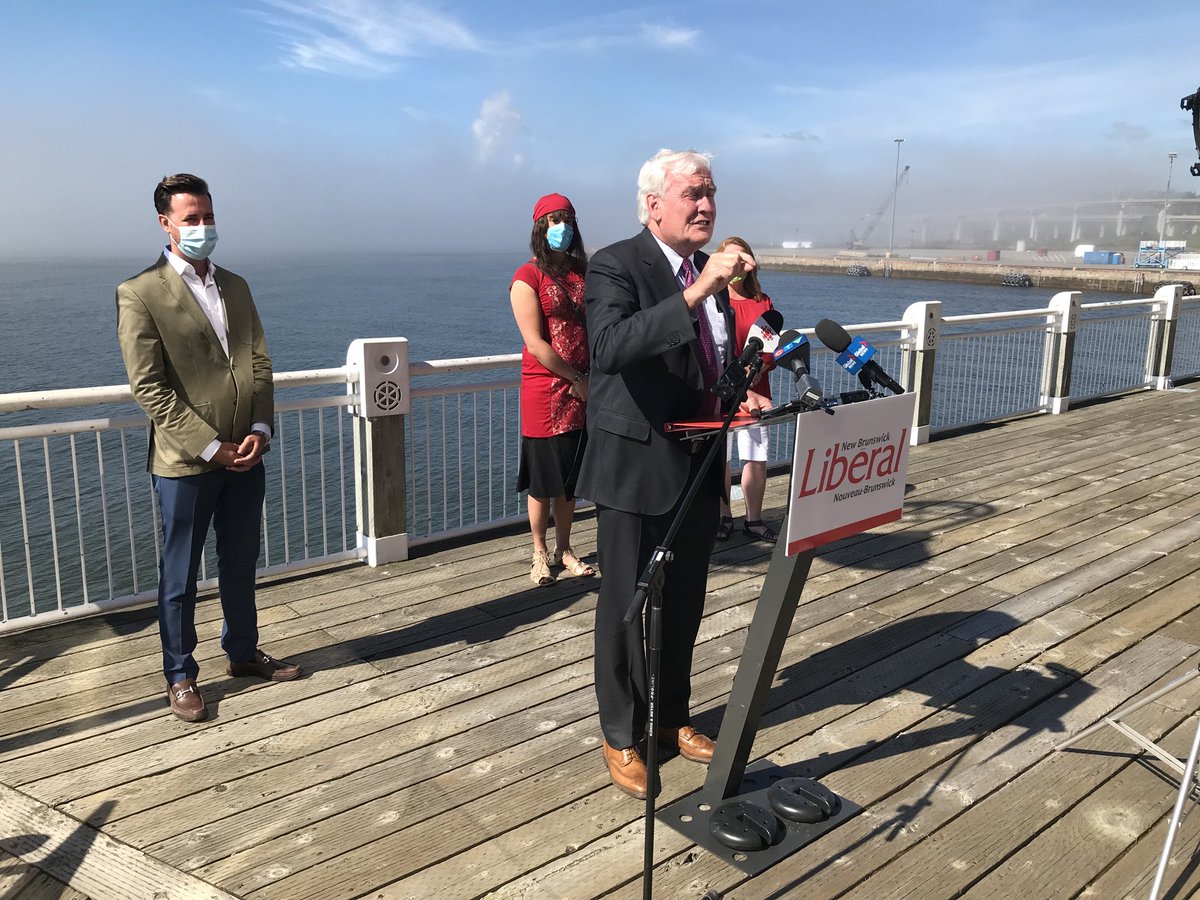 Liberal leader Kevin Vickers in Saint John Harbour.   Reacting to resignation of MLA Gerry Lowe, Vickers calls Lowe “a maverick”.