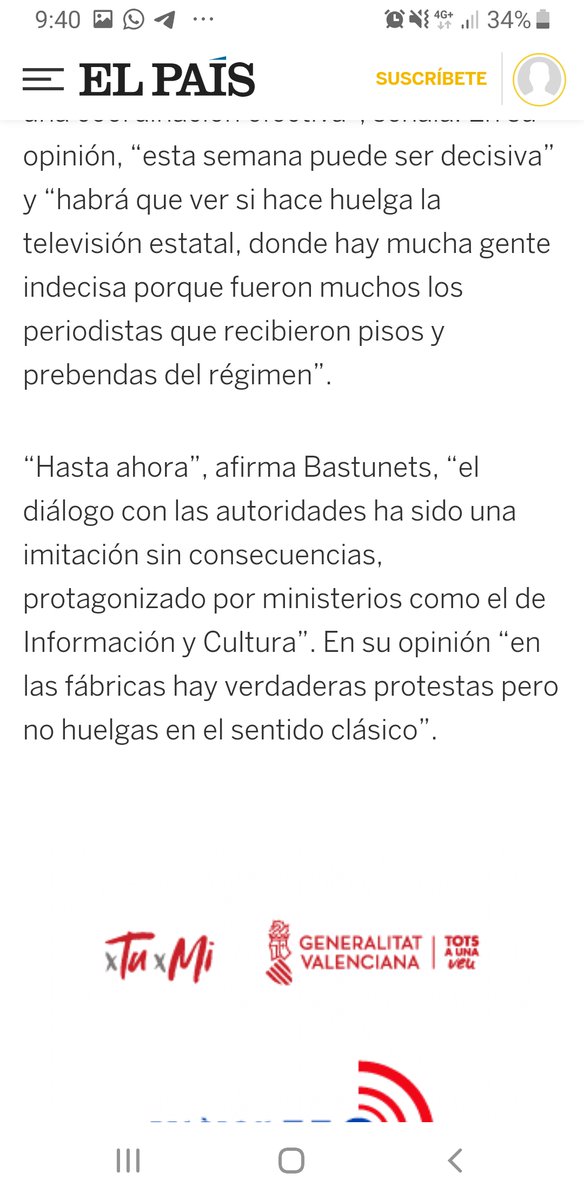 Hoy, EL PAÍS, el diario español más otanista, reconoce ya dos cosas: - La oposición bielorrusa está perdiendo fuelle- Las huelgas no son huelgas, es mentira. - Los obreros no pintan nadaSi algo así lo dice la hoja parroquial de la embajada de EEUU en España desde 1976....