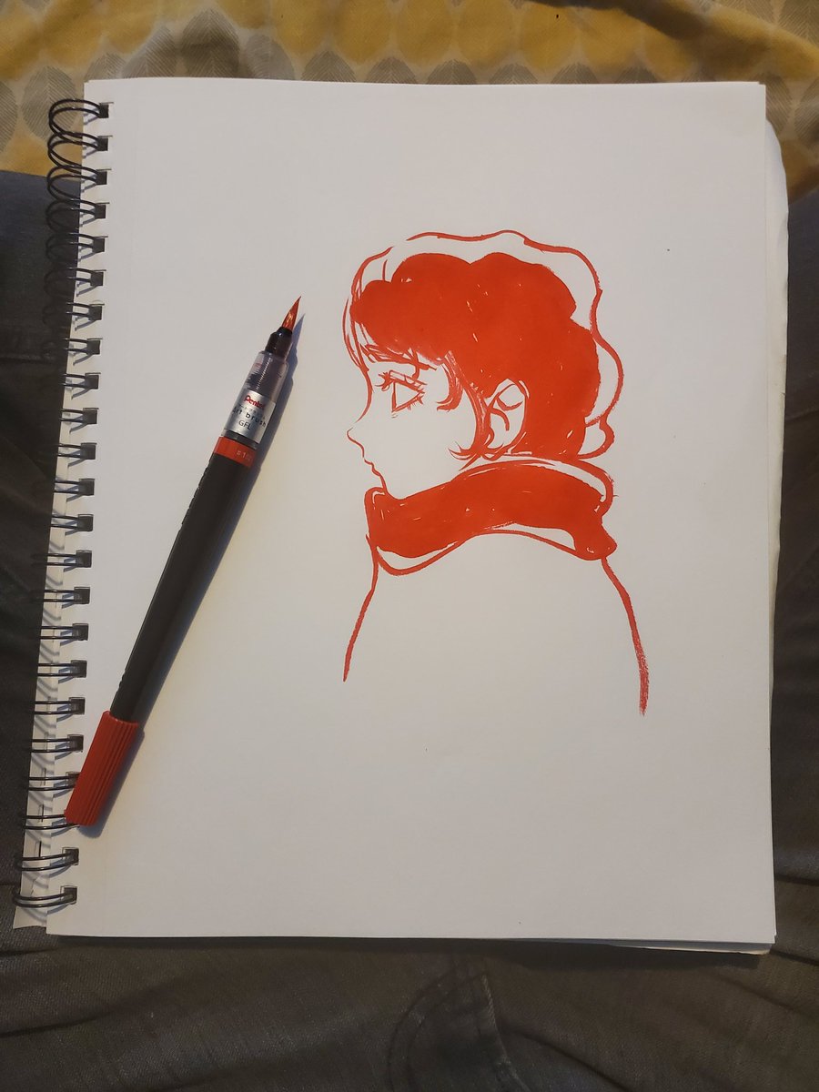 A Winter Red Fude Brush Sketch 02 筆ぺん スケッチ アナログ イラスト 落描き Original Traditional Illustration Sketch Doodling Freehanded Doodle スケッチブック Artwork Sketchbook Drawing Instaart 漫画 アニメ 筆ペン画 一