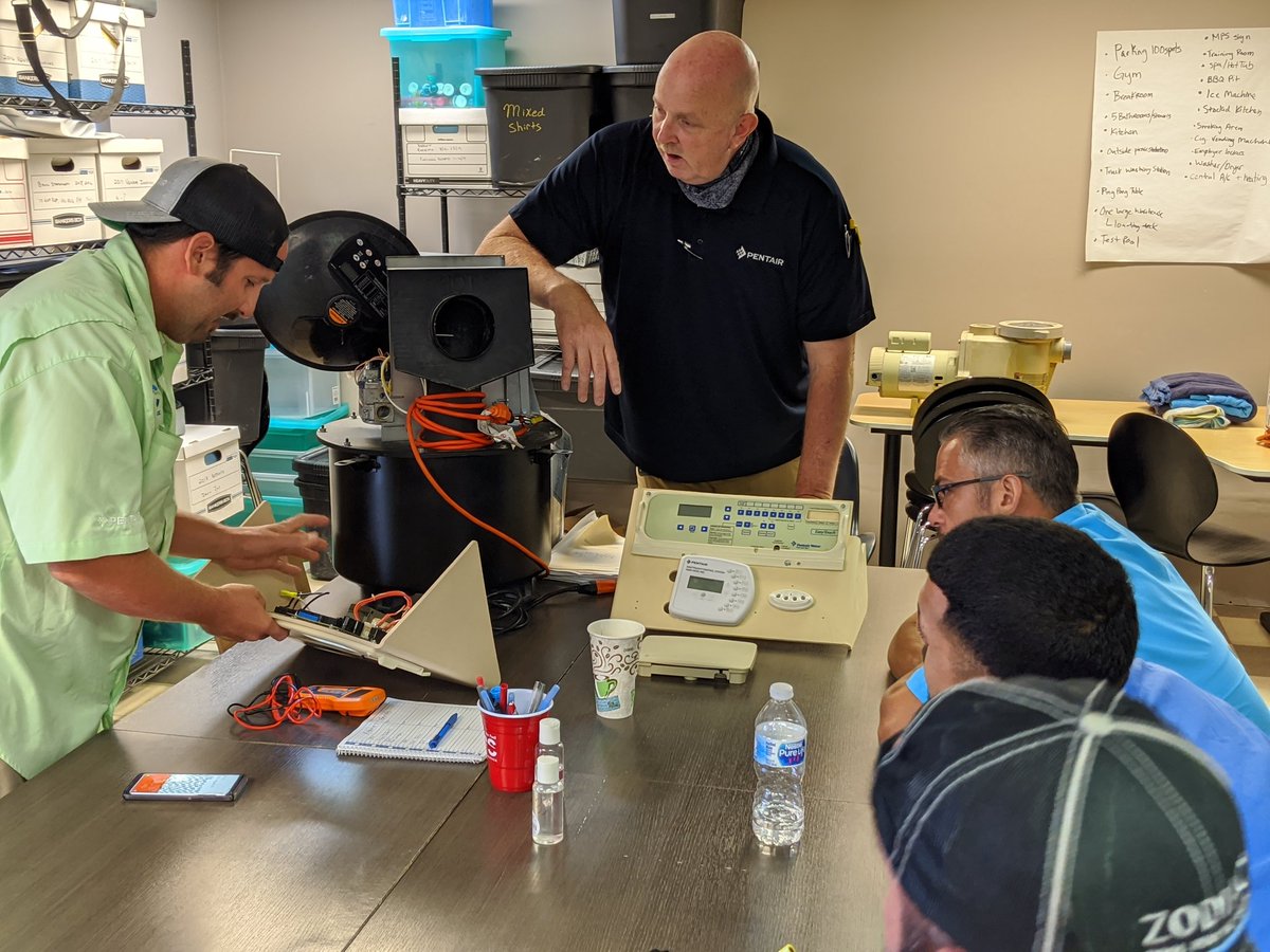 Manningpools's tweet image. Our repair department likes to keep up with what's going on out in the field. Here they are having a quick lesson with @Pentair Service Manager Shawn Williams before getting their routes started. Keep the knowledge flowing! #PoolRepairs #Pentair #ServiceTeam