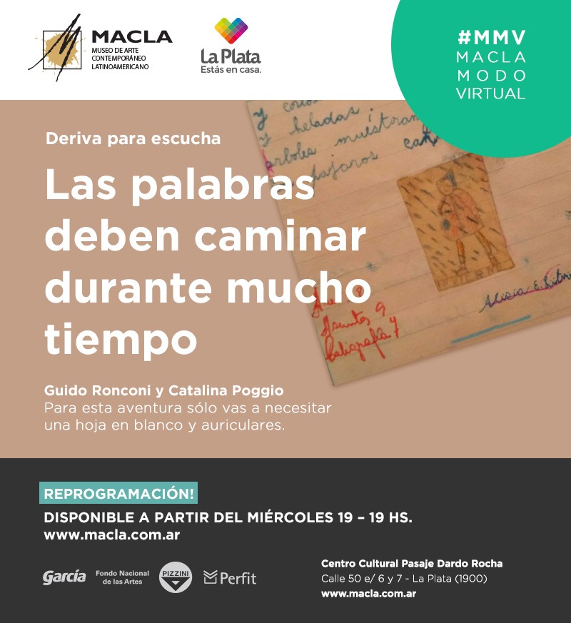 Te invitamos a transitar una deriva sonora, una experiencia para la que tendrás que buscar un lugar tranquilo, unos auriculares y disponer de un poco de tiempo. Entrá en nuestro sitio (PONER LINK A LA PAGINA DONDE ESTA EL AUDIO) y dejate llevar por los sonidos y las palabras.
