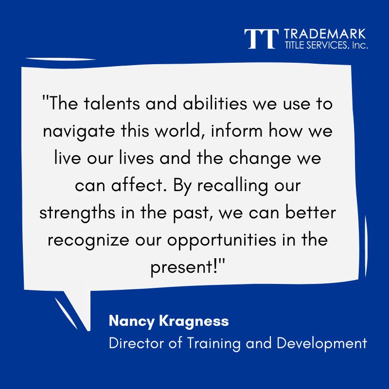 TitleSocial's tweet photo. Learning and growing is our mindset here at Trademark Title – Nancy Kragness, our Director of Training and Development, says it best! https://t.co/Nr2OGa3eMT