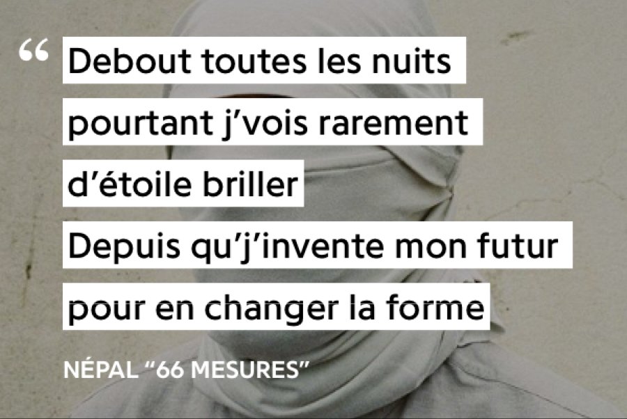Son hors projet :Peur : « Émotion qui précéde la prise de conscience d'un danger, d'une menace. »Népal montre alors que la réalité est un danger perpétuel, la peur est une émotion la réalité le danger