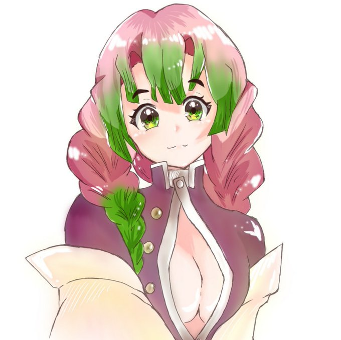 ニダさんがTwitterに投稿した甘露寺蜜璃(鬼滅の刃)のイラスト。