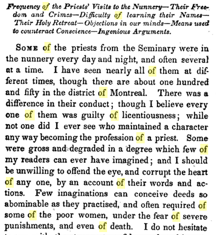 This bigotry and discrimination eased after the Revolution. The 1830s saw a revival of anti-Catholicism. In 1834, a convent in Boston was destroyed by a local mob. Lurid tales of alleged abuse of nuns such as the Awful Disclosures of Maria Monk were published and widely read.