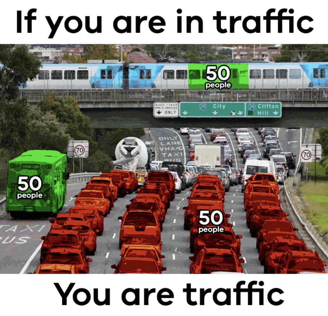 Your daily reminder that cars are the least efficient mode of transportation #SaveTransit