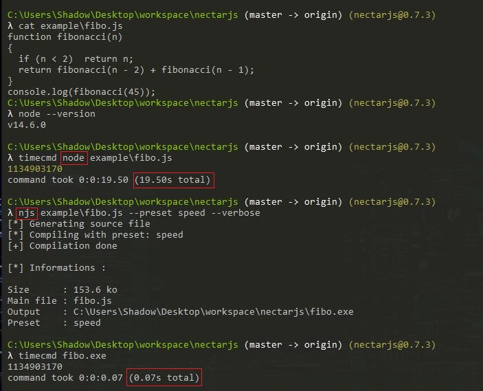 NectarJS's tweet image. 🚀We started to implement fast functions and make math algo blazingly fast ! Check with fibo(45) the difference between #NodeJS (19s) and #NectarJS (0.07s)

github.com/nectarjs/necta…

#js #javascript #code #coding #codinglife
