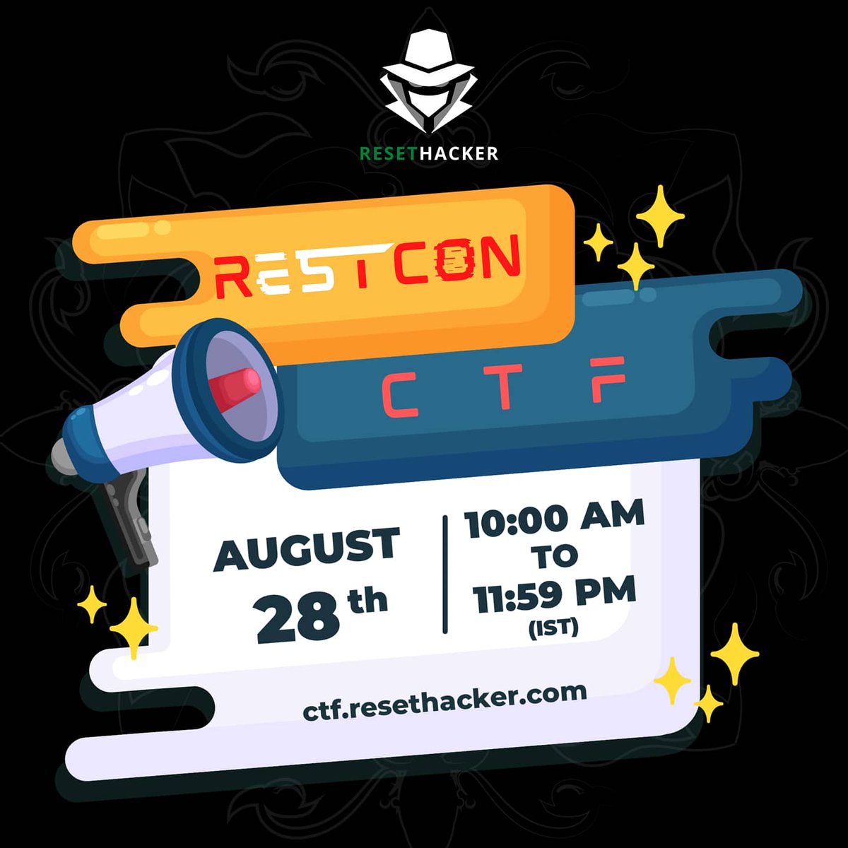 resethacker's tweet photo. RESETHACKER super excited to announce RESTCON CTF, it is conducted over a period of 14 hours.

Hurry up💥
Registration is open for 24hr only :
https://t.co/pObVFzveHk

Wait for Big Reveal: #RESTCON2020
#resethacker #restcon #restconctf #ctf #ethicalhacker #resetcon #cybersecurity https://t.co/mvVEhOgNZu