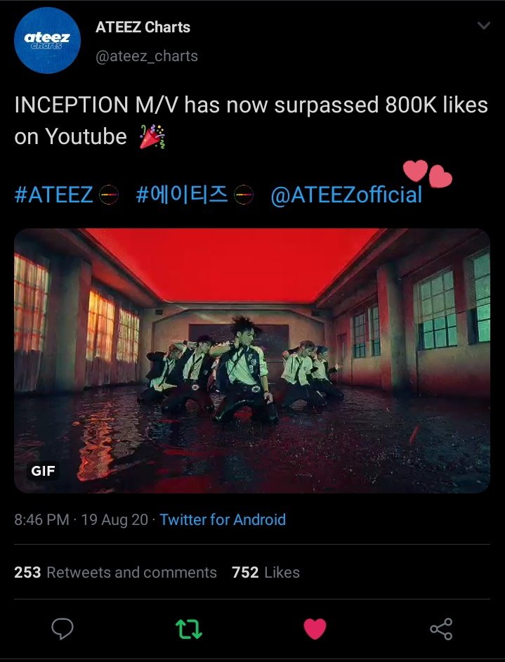- This also applies to tweets that already mentioned  @ATEEZofficial! Like this! (cr.  @ateez_charts, btw don't forget to stream INCEPTION!)But in this case, there's a way for your replies to not be counted as spam in such ATEEZ tweets made ONLY by ATINYs. #ATEEZ    #에이티즈  