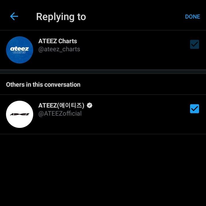 Simply click on the "Replying to..." then click on the checkbox right beside the username  @ATEEZofficial and there you go! Your reply won't be counted as spam when you mention ATEEZ on your reply, instead would be counted as a twitter mention on social metrics! #ATEEZ    #에이티즈  