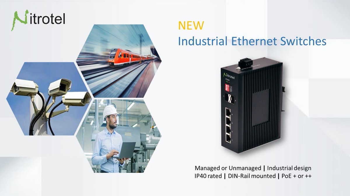 nitrotel's tweet photo. MANAGED
6-port Industrial Gigabit PoE + Managed Switch
https://t.co/mCh9VSgjhh
 6-port Industrial Gigabit PoE ++ Managed Switch
https://t.co/8kW5JRRz0f
UNMANAGED
6-port Industrial Gigabit PoE Unmanaged Switch
https://t.co/xhKKY2KJPu
 https://t.co/mt4LJK6Ac5 https://t.co/9RnNJX8dUR