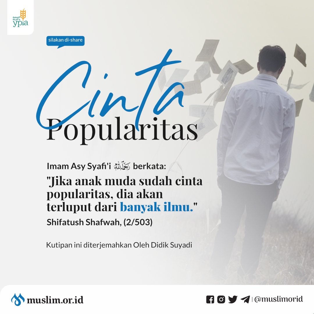 Berhati-hatilah ketika kita cinta akan popularitas. Silakan di-retweet.