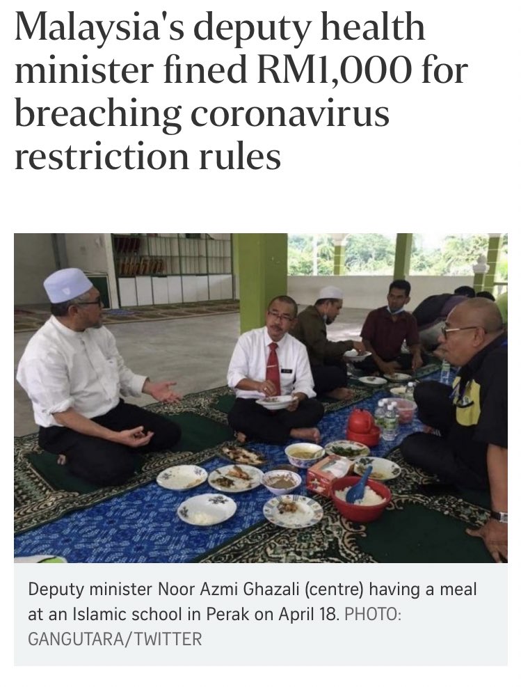 Deputy Health Minister, Noor Azmi Ghazali, visiting a religious school in Perak, in violation of the MCO.
