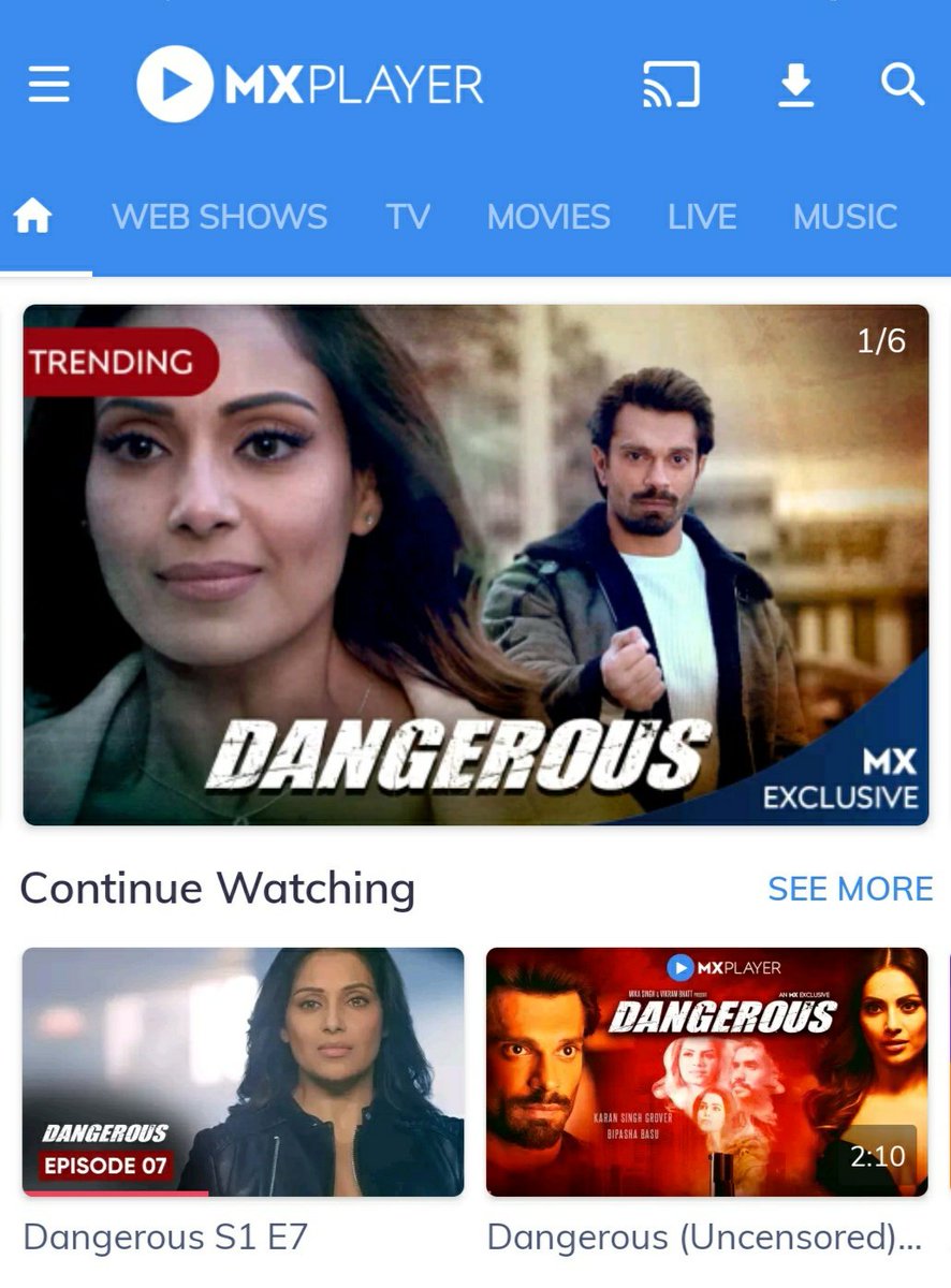 So much of love for #Dangerous 😻 The series is Trending on <a href="/MXPlayer/">Amazon MX Player</a> 😎 watched it again ❤ Congrats to all 💃🏻 <a href="/Iamksgofficial/">Karan Singh Grover</a> <a href="/bipsluvurself/">Bipasha Basu</a> <a href="/patelbhush/">Bhushan Patel</a> <a href="/TheVikramBhatt/">Vikram Bhatt</a> <a href="/MikaSingh/">King Mika Singh</a>