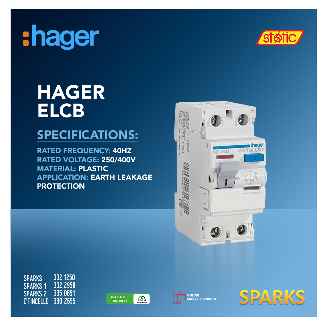 We are the leading wholesaler and trader of Electrical Wire, Power Cable, Miniature Circuit Breaker and many more.

Original #Hager products available at all #SPARKS Outlets.

#StaticCompany #Static #ElectricProducts
