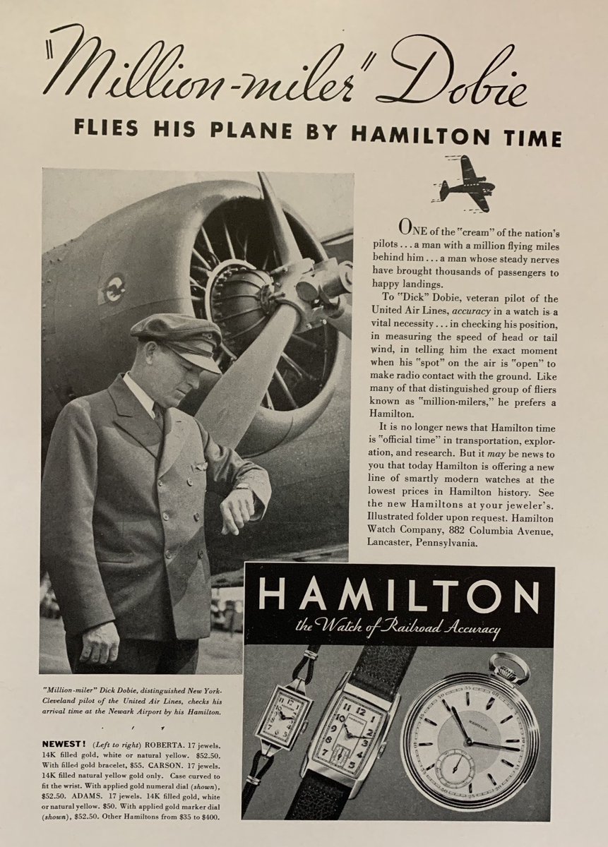MuseumClock's tweet image. This Hamilton watch advertisement appeared in National Geographic in 1935. #nationalaviationday #hamiltonwatch #nationalgeographic #natgeo #vintageadvertising