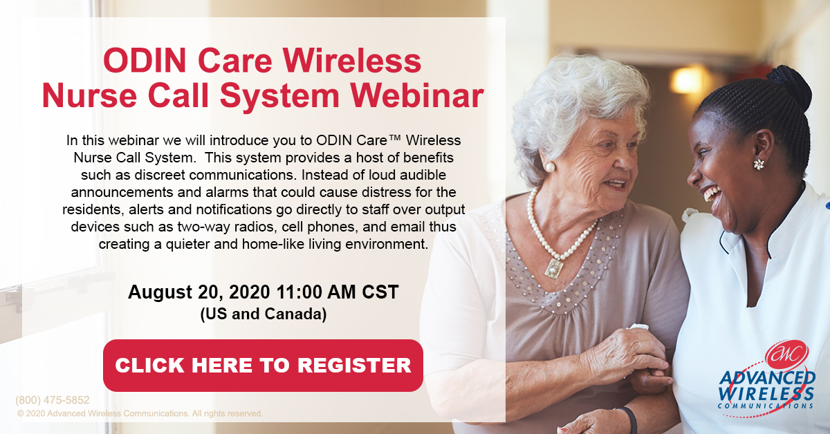 AWCHealthcare's tweet photo. There is still time to sign up for our ODIN Care Wireless Nurse Call System Webinar on August 20 at 11am CST (US and Canada)
https://t.co/qdrV0XVJLQ
#healthcare #ODINCare #NurseCallSystem #seniorliving https://t.co/rviKH2Pfer