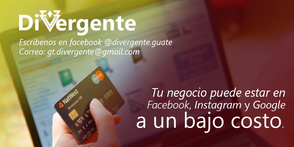manzanitacl's tweet photo. @JLFont001 Podemos ayudarte con tu negocio en redes sociales. ¡Búscanos en Facebook como @divergente.guate o escríbenos al correo gt.divergente@gmail.com. https://t.co/w2eZwRG1tu