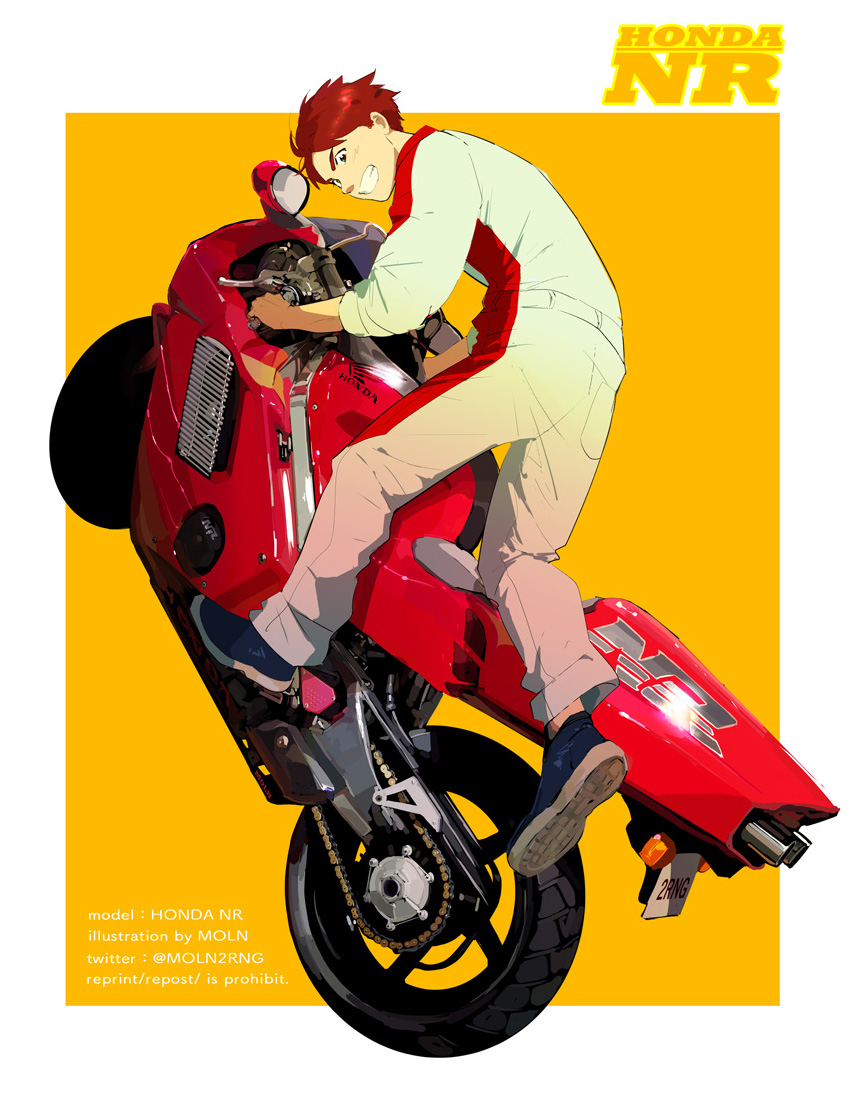 このホンダさん最近描いたバイク絵の中で一番気に入ってるから見て テカリのと バイクメーカー擬人化の人のイラスト