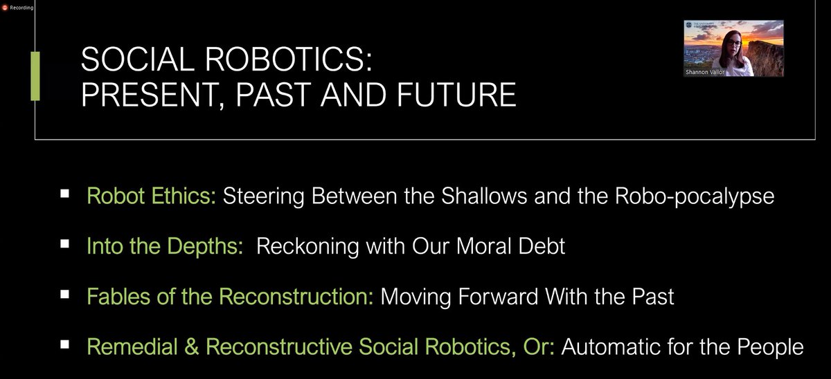 Shannon opens strong with some extremely obscure references to REM. Her theme is "reckoning with our moral debt", using the history of Reconstruction as an allegory for "reconstructive social robotics".