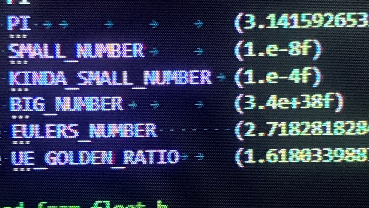 DougPotesta's tweet photo. PSA for people using #UE4
If you ever wanted a wanted a big number, small number, or kinda small number, there are already some defined in UnrealMathUtility. 🙃 https://t.co/yc96yXHxEX