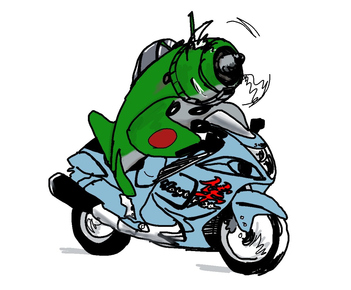 らくがき ハヤブサに乗る隼おじいちゃん バイクの日 Zama36のイラスト らくがき ハヤブサに乗る隼おじいちゃん バイクの日 Zama36のイラスト
