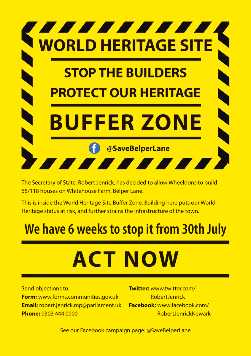 Print your own posters to oppose building in the Buffer Zone of #DVMWHS #WorldHeritageSite 
<a href="/UNESCOUK/">UNESCO UK</a> <a href="/ICOMOSUK/">ICOMOS-UK</a> <a href="/RobertJenrick/">Robert Jenrick</a> 
#SaveBelperLane #saveworldheritage