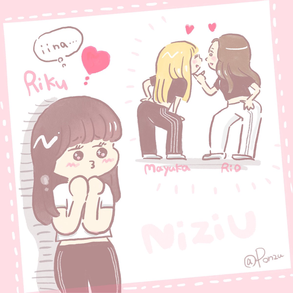 Ponzu マユカとリオの戯れを羨むリクちゃん Niziu Niziufanart Whenwedisco マユカ リオ リク 嫉妬するリス イラスト T Co D9fowzmdam Twitter