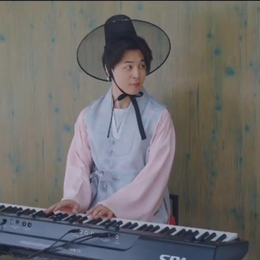 jimin in his hanbok running around in just his socks help 