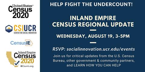 HAPPENING IN AN HOUR: IE CENSUS REGIONAL UPDATE. Join us for our 3rd Census Regional Update with updates from partners including; @uscensusbureau, @ucrcounts, @CACensus, and more. Hear updates leading up to the September 30th deadline for census operations. #IECounts #HasmeContar