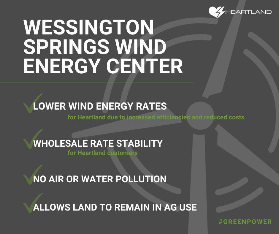 Our  #wind farm checks all the boxes: lower wind rates for Heartland wholesale rate stability for our customers no air/water pollution surrounding land remains agricultural