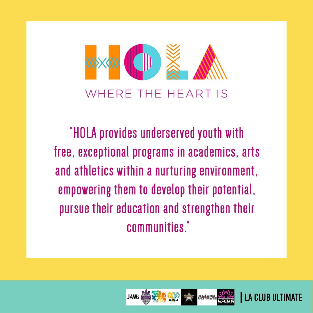 Highlighting @HeartofLA because we believe in uplifting others. HOLA is dedicated to providing the underserved youth of Los Angeles with free programs in academics, arts and athletics, empowering them to develop their potential through education and community.