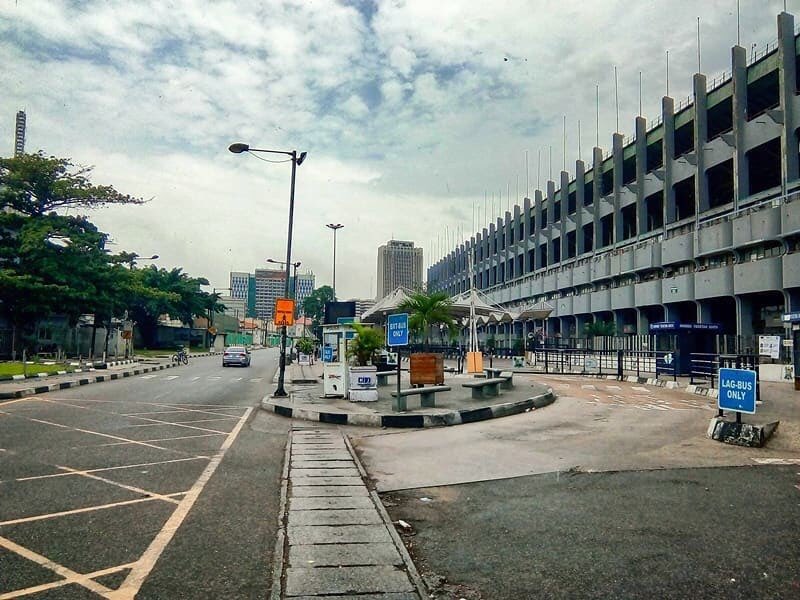 gaspardshotit_ with a vivid representation of a busy bus terminal in Lagos, that has been deserted due to the lockdown.