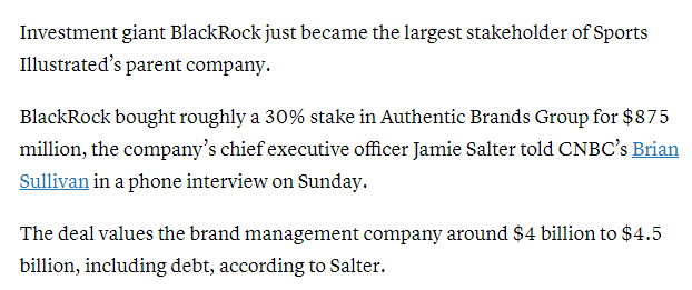 8/ The successful acquisitions and operation of the ABG portfolio and positive partnership with SPG bring BlackRock to the table for direct involvement with ABGIn August of 2019 BlackRock takes a 30% stake in ABG, and now has heavy leverage and interest in both ABG and SPG