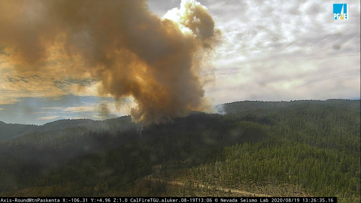 tehamacospotter's tweet image. This is a new column west of the RoundMt/Paskenta Cam.  There is at least short range spotting being observed with this fire.  It is in the mountains south of the of the #3_4Fire and North of the #DoeFire and #IvoryFire in Glenn County.