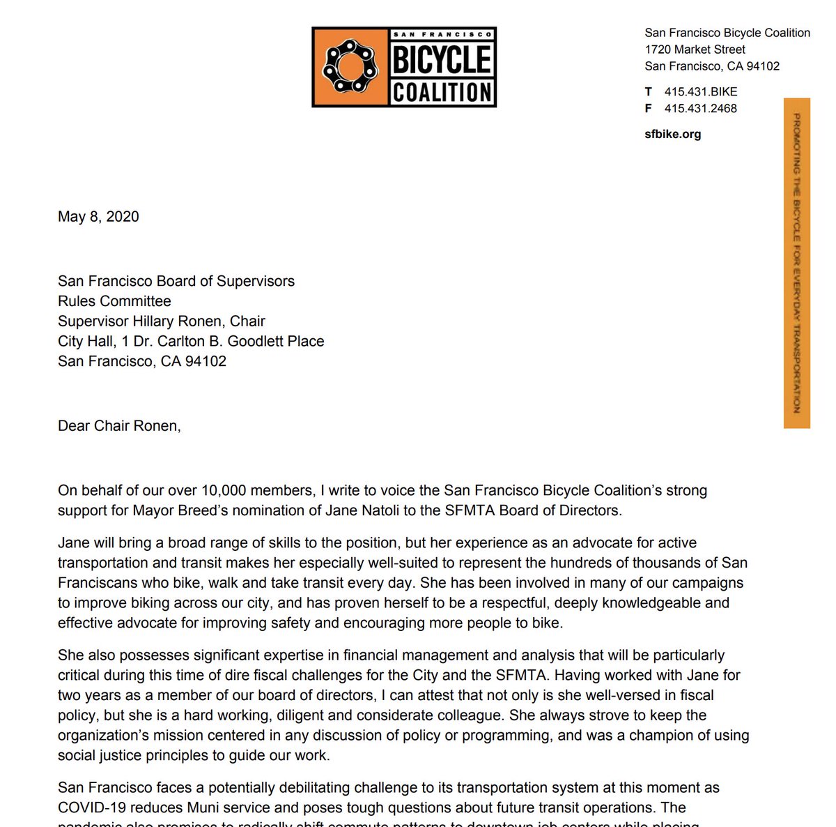 Some of the letters from the four packets of public correspondence gathered between April 16th and August 18th:  https://sfgov.legistar.com/View.ashx?M=F&ID=8708124&GUID=09C1548A-6C73-4C5D-9BE7-BABFC5FC06AB https://sfgov.legistar.com/View.ashx?M=F&ID=8714649&GUID=EB92ECD0-759C-4FF7-9EE6-8178250BF53B https://sfgov.legistar.com/View.ashx?M=F&ID=8717788&GUID=F5B9DB7C-53BB-4A46-96BC-AB26FCA082C1 https://sfgov.legistar.com/View.ashx?M=F&ID=8731169&GUID=964C92BC-B8F2-4FB7-871B-E9BE5F2F13CA