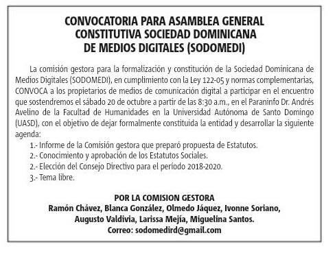 KikitoDigital's tweet photo. Un 5 de oct. 2018 sale #Yosoysodomedi te invita el próximo sábado 20 octubre a las 8:30 am en el Paraninfo de la Facultad de Humanidades UASD para que juntos continuemos construyendo la sociedad dominicana de medios digitales #md2018 #digitalesunidos https://t.co/qtM2qFOCpl