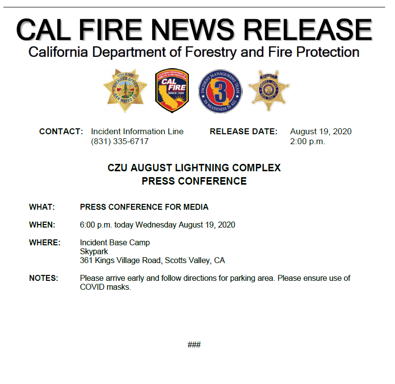 CAL FIRE CZU tweet media