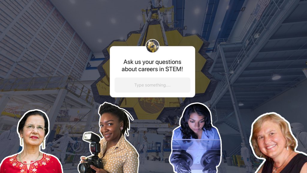 Graphic showing a question and answer box, with images of the 4 women who will be answering questions superposed on top. 