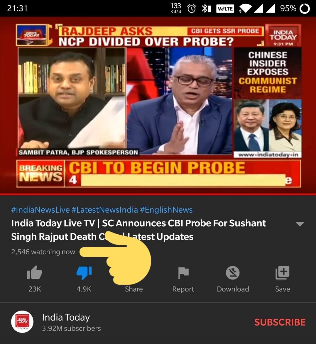 AbhishekzTweets's tweet photo. #CBITakeOver

Once again @republic tv is killing other rival channels in the prime time slot.
It goes without saying that, Arnab, in terms of Popularity, is Virat Kohli of Indian Journalism.

You may envy him but HE RULES THE ROOST &amp; INDIA LISTEN TO HIM.
#CBIForSSR https://t.co/S8ATdqEmhi