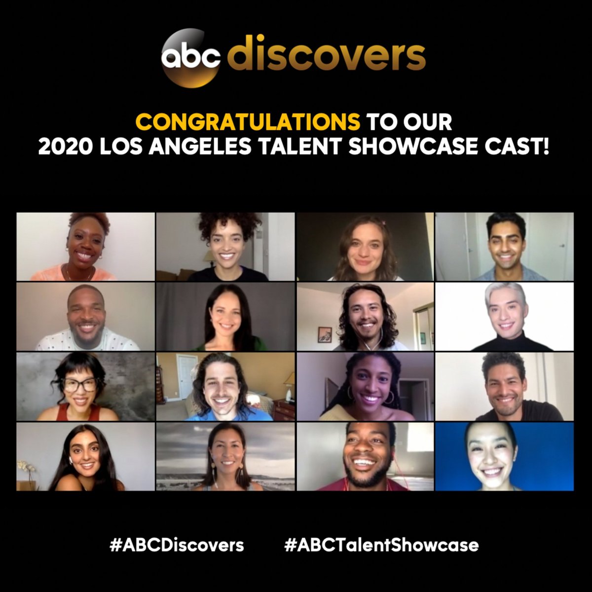 ABC_Casting's tweet photo. We're all at home with some fun news! These actors just made the 2020 ABC Discovers: Los Angeles Talent Showcase!
#ABCDiscovers #ABCTalentShowcase https://t.co/zJbpbpB1tT