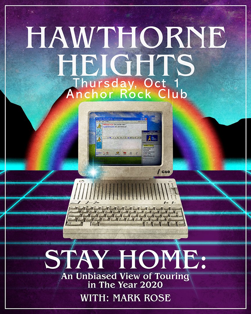 Just Announced! <a href="/HawthorneHgts/">Hawthorne Heights</a>’ STAY HOME tour will support Anchor Rock Club on Thursday, October 1st! Details: anchorrockclub.com

#doac #atlanticcity