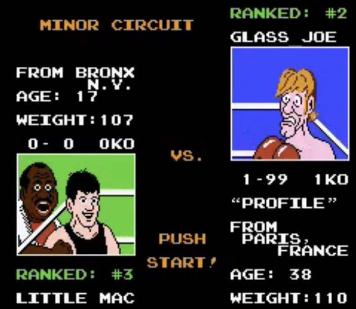 How does Glass Joe keep getting fights and maintain a No. 2 Minor Circuit ranking with a 1-99 record and how bad was the one boxer that Joe KO’d?