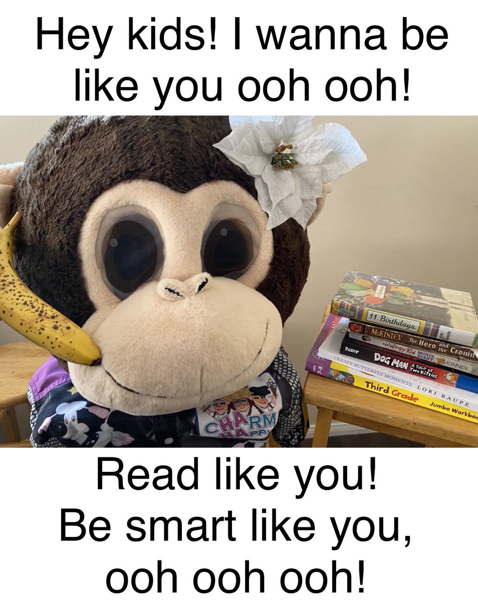 CharmandHappy's tweet image. Hey kids! I wanna be like you ooh ooh!
Read like you! Be smart like you, ooh ooh ooh!
🍌🐵 #readingmonkey #CharmandHappy #besmartandread #readingisfun #WednesdayThoughts #distantlearningcanbetoughonkids #cheerupkiddos #happymonkey #schooldays