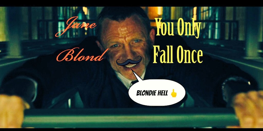 seumasbond's tweet photo. #JaneBlond007 
#CurrentAssignment #4

As #SuperGlue #TestSubject 
In #You #Only #Fall #Once 🖕

#JamesBond #Skyfall #Parody #Silly #Men #Movie #MustachePower 🖕 https://t.co/d35uW9TsAf