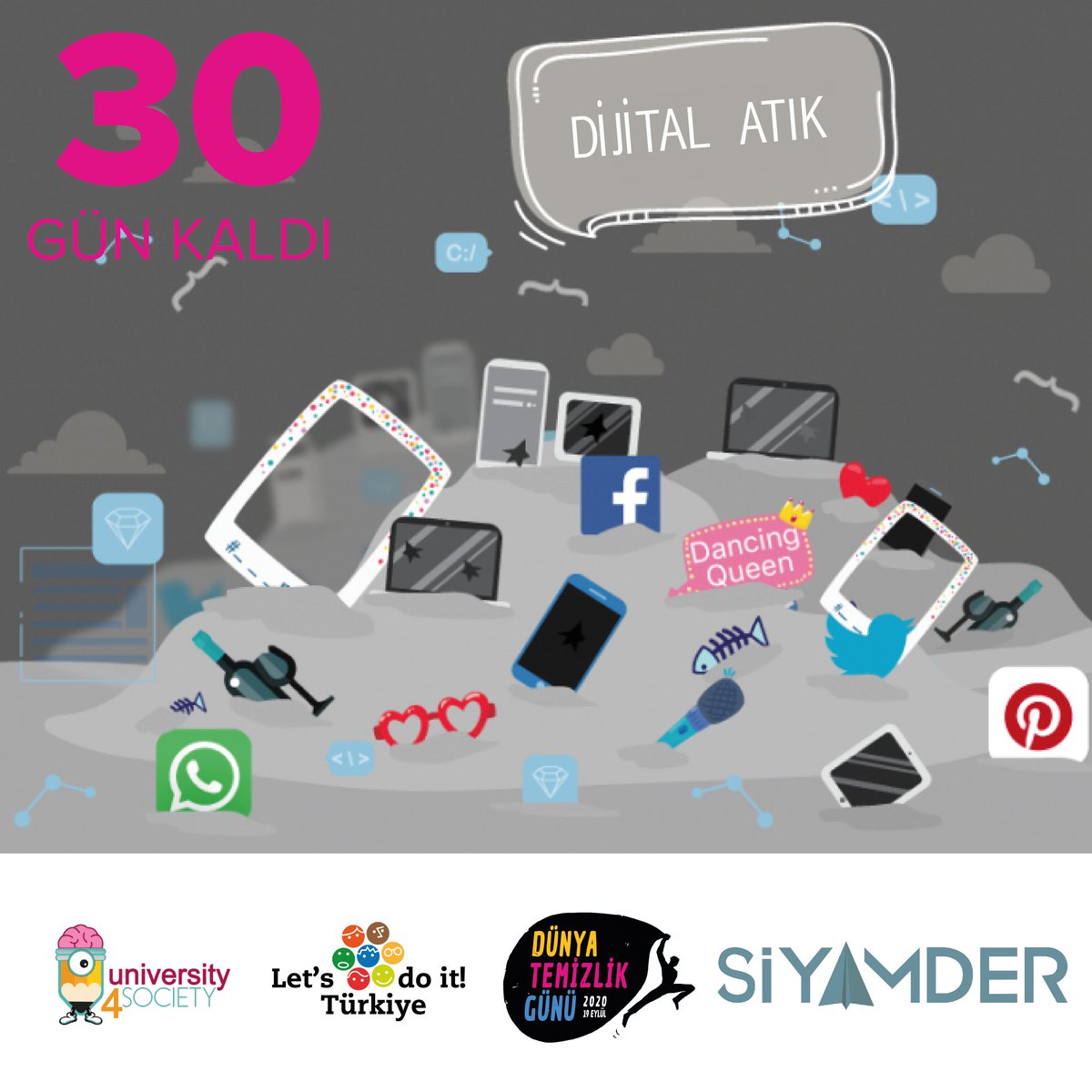 Dünya Temizlik Günü'ne 30 gün kaldı. 🤩
İçinde bulunduğumuz olağanüstü durumdan dolayı bu sene fiziksel bir yapmayacağız ama elektronik cihazlarımızdaki dijital atıklardan nasıl kurtulabileceğimizi anlatacağız. 😇
Ayrıntılar için takipte kall😋

#waste #dijitalatık #zerowaste