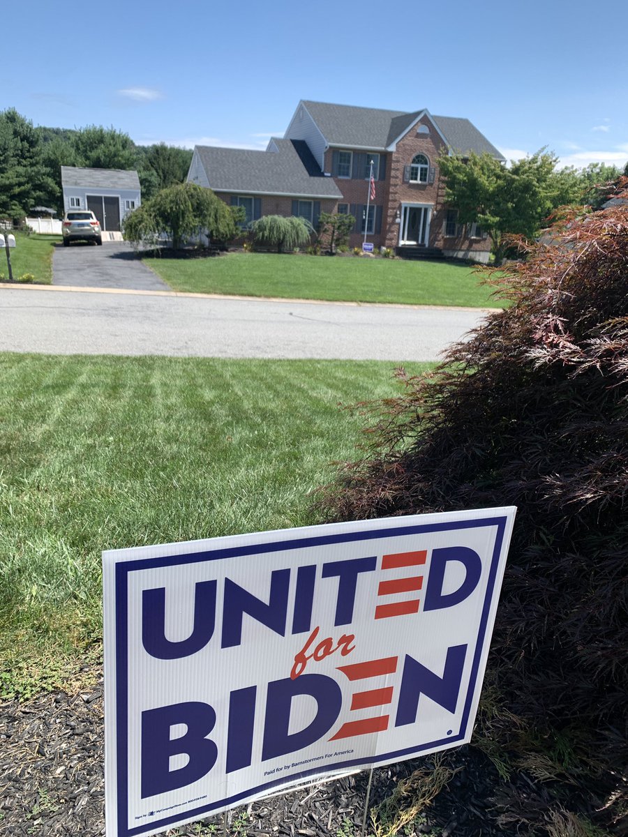My @BarnstormersUSA #UnitedForBiden sign has arrived! #BidenHarris2020 #TeamPeteForever #DemConvention2020 I’m trying to cancel out that “other” sign across the street!